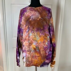 Anna Joyce Hand Dyed Tie Dye Sweatshirt Boho Festival Art Awesome Size Large
